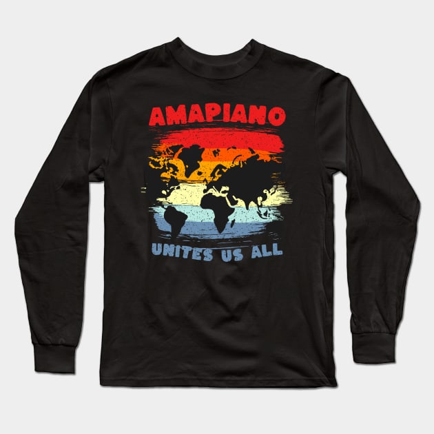 United By Amapiano Music Long Sleeve T-Shirt by Printsation 